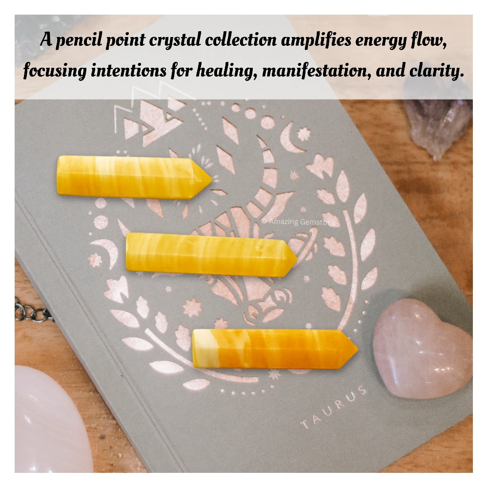 Yellow Calcite Pencil Points (Set of 3)