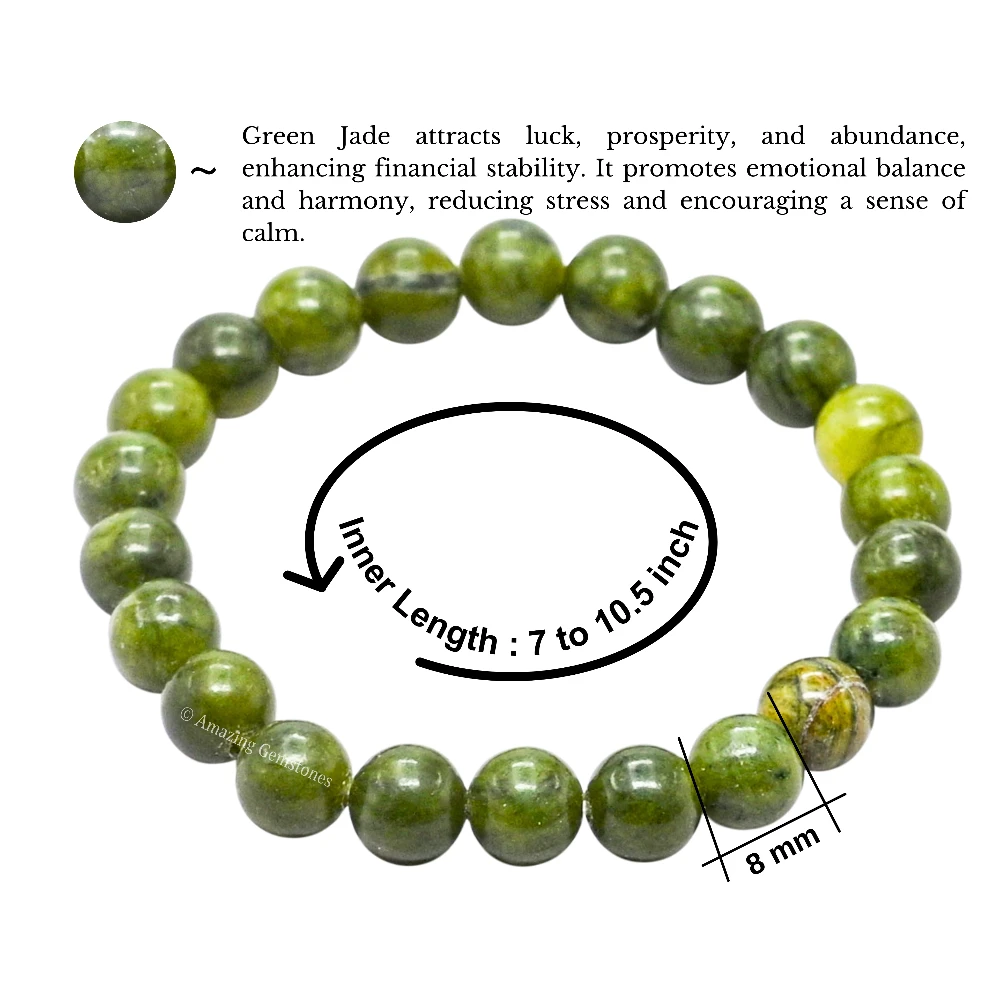 Nephrite Green Jade Bracelet (Strechable)