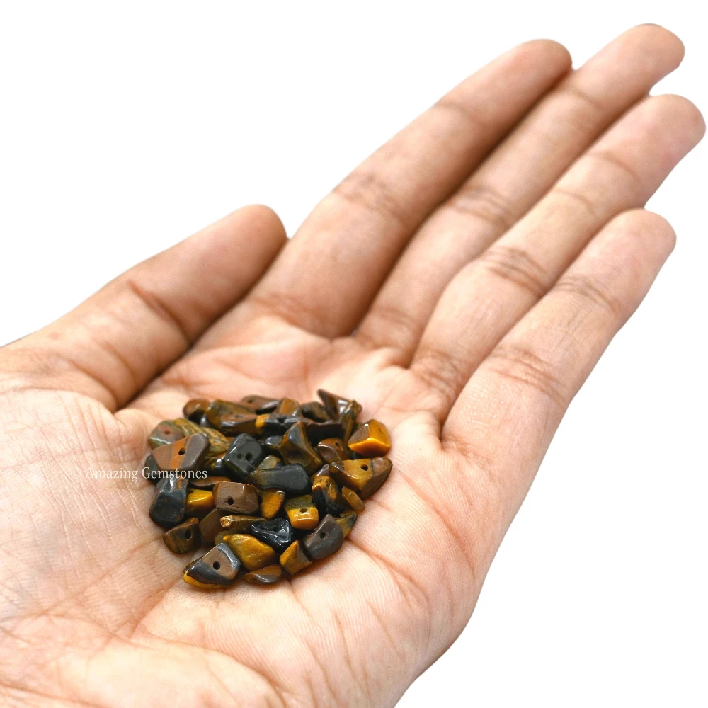 Tiger Eye Chips - Pre Drilled