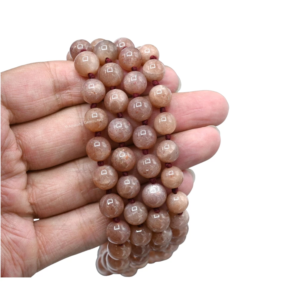 Sunstone Mala (Hand Knotted)
