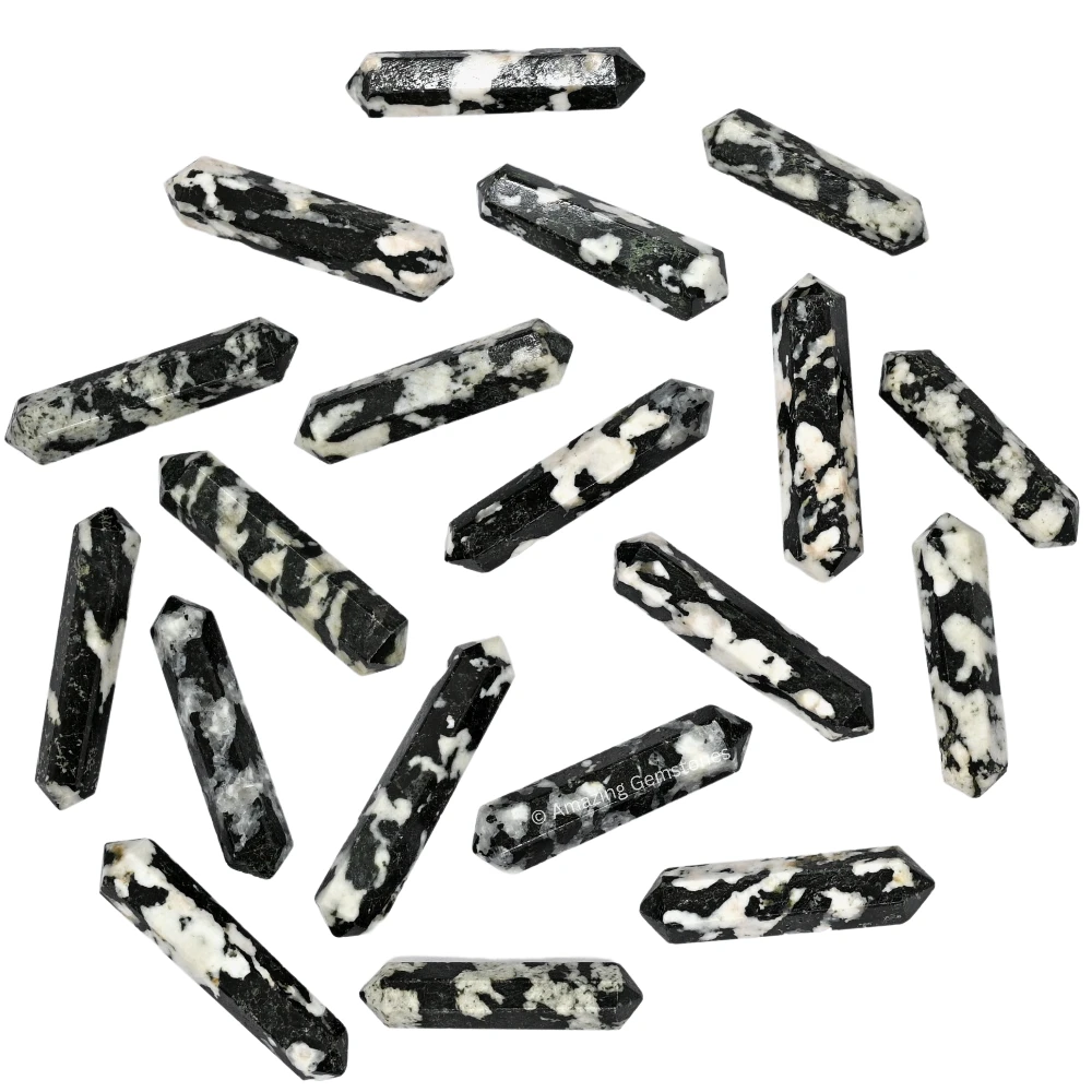 Black and White Tourmaline Pencil Points (Double Terminated) (Set of 10)