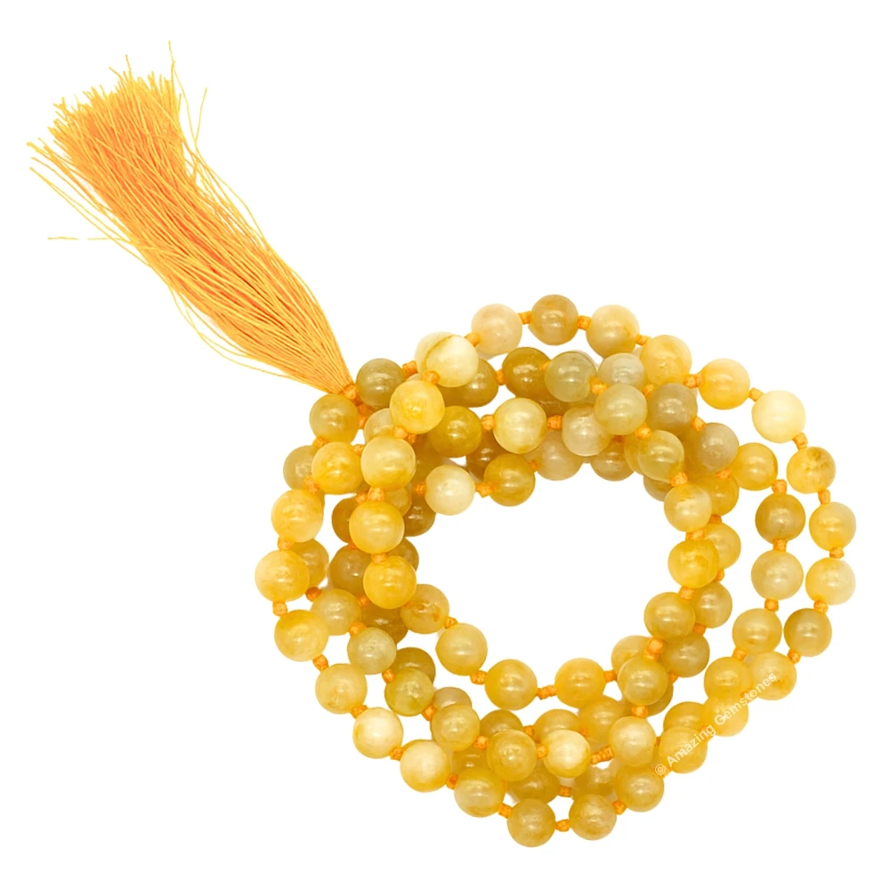 Golden Rutilated Quartz Mala (Hand Knotted)
