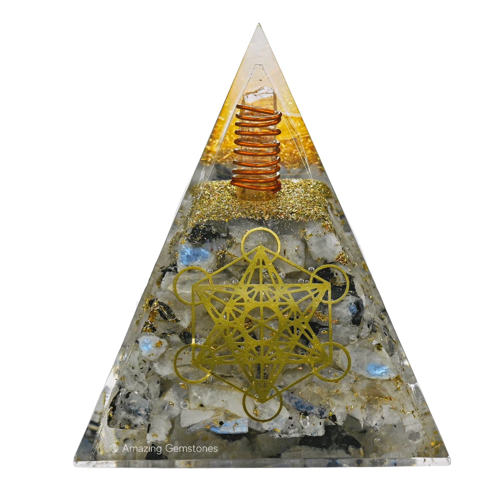 Rainbow Moonstone Orgone Pyramid - 70 mm