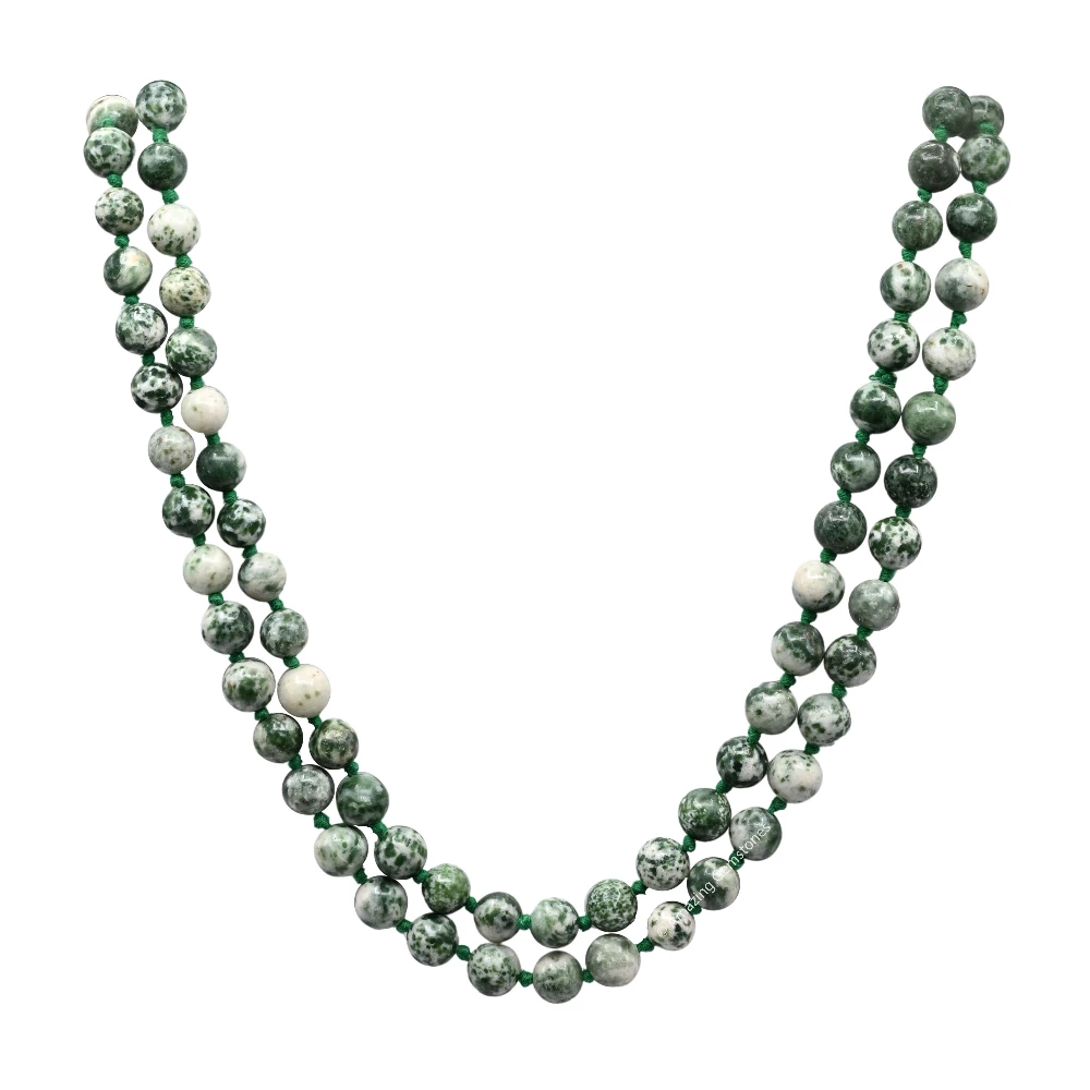 Tree Agate Mala (Hand Knotted)