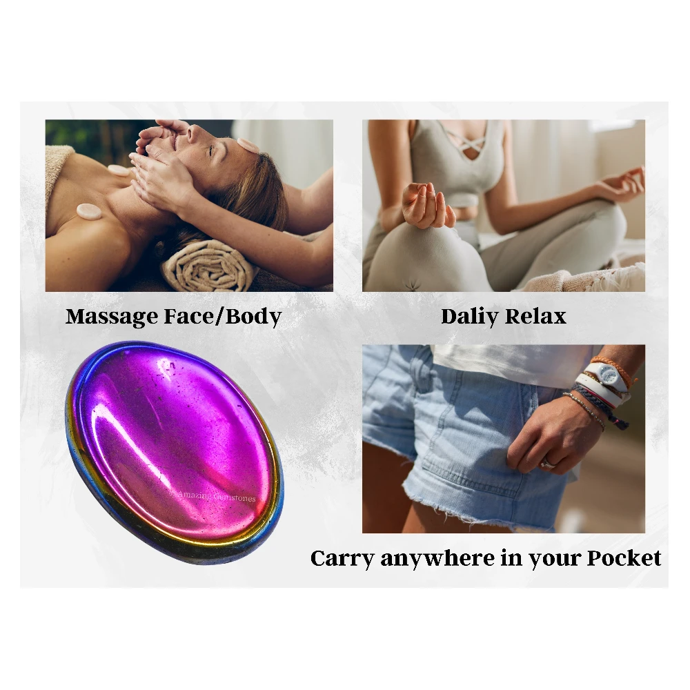 Titanium Aura Quartz Worry Stone