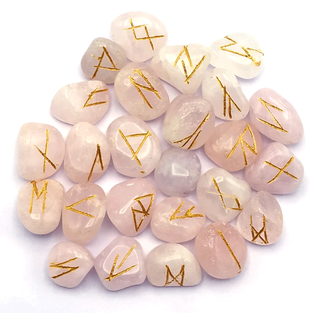 Rose Quartz Rune Stones Set