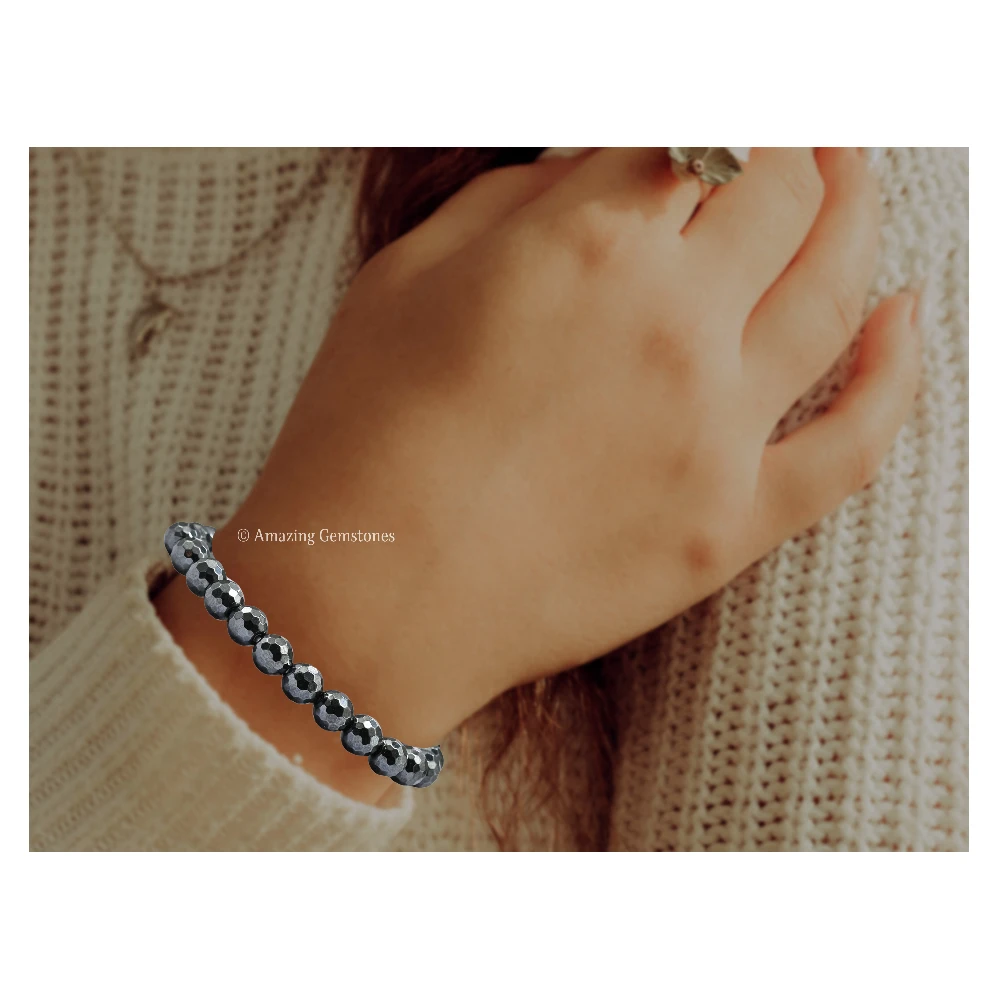 Hematite Bracelet (Faceted-Stretchable)