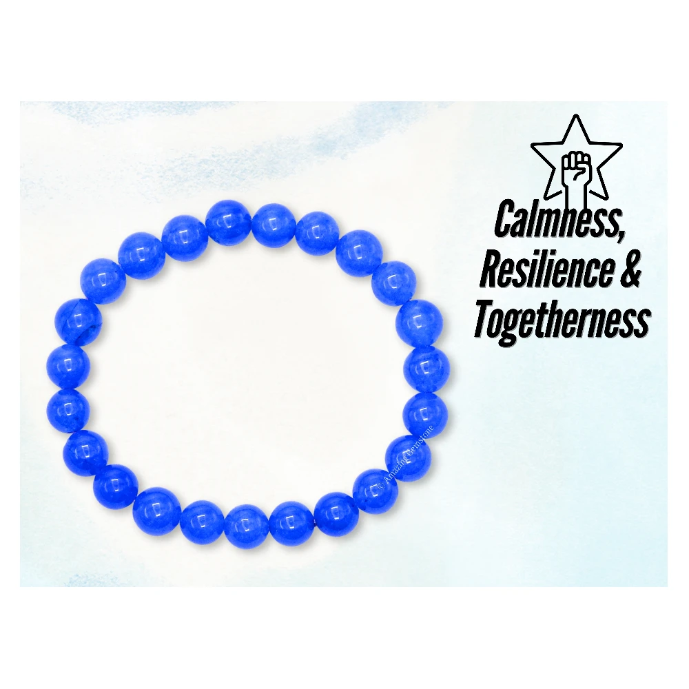 Blue Agate Beaded Bracelet (Stretchable)