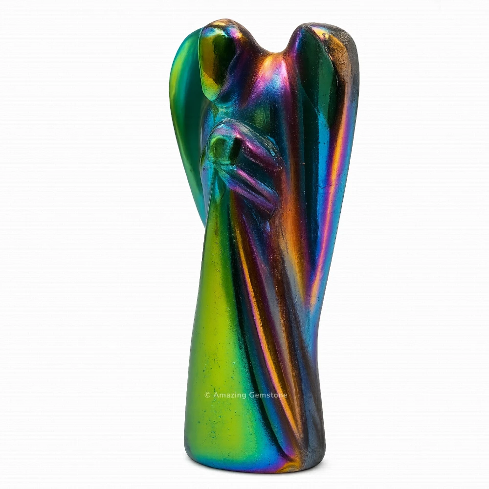 Titanium Aura Quartz Angel Figurine (2 Inch)
