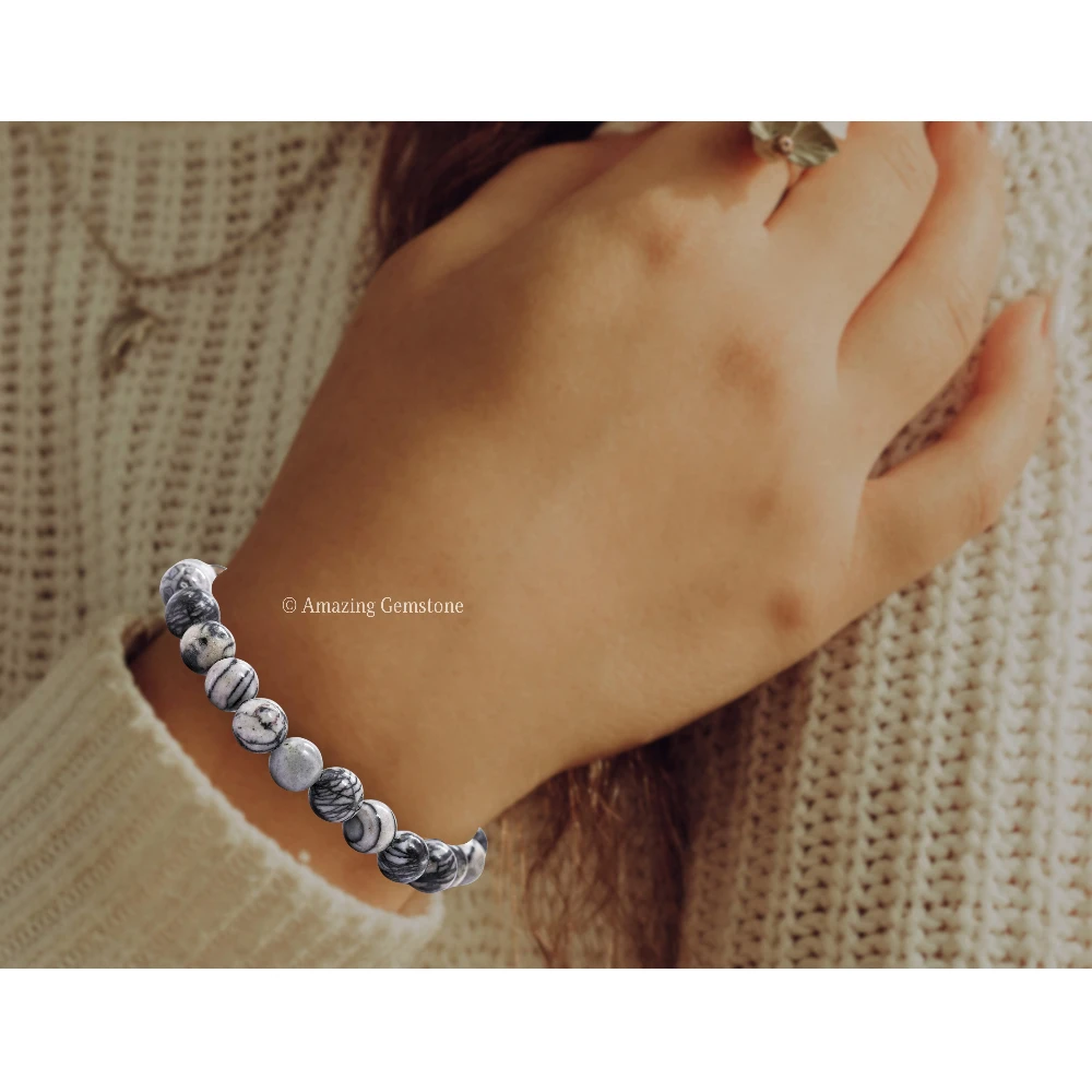 Black Picasso Jasper Bracelet (Strechable)