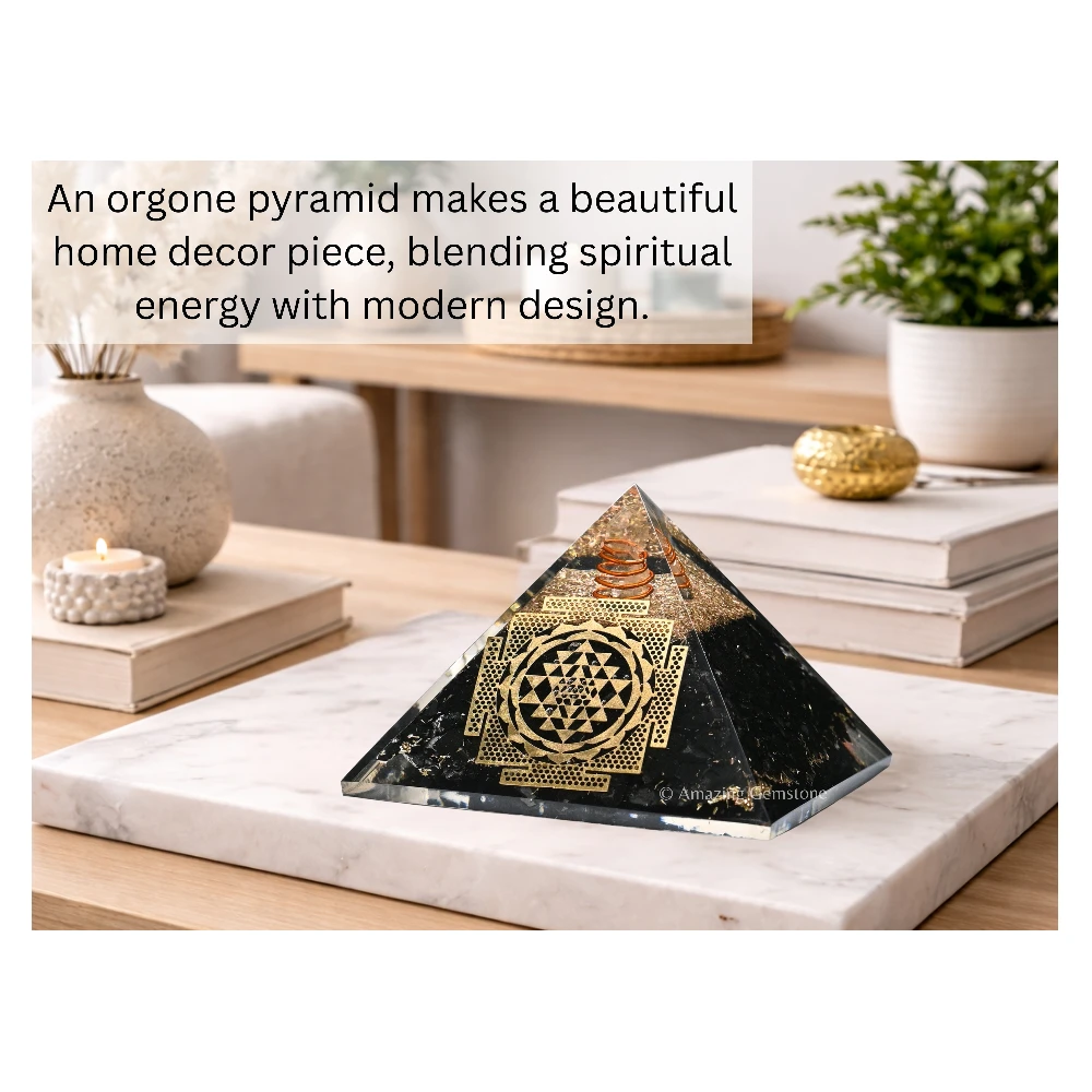 Shungite Orgone Pyramid - Big Sri Yantra