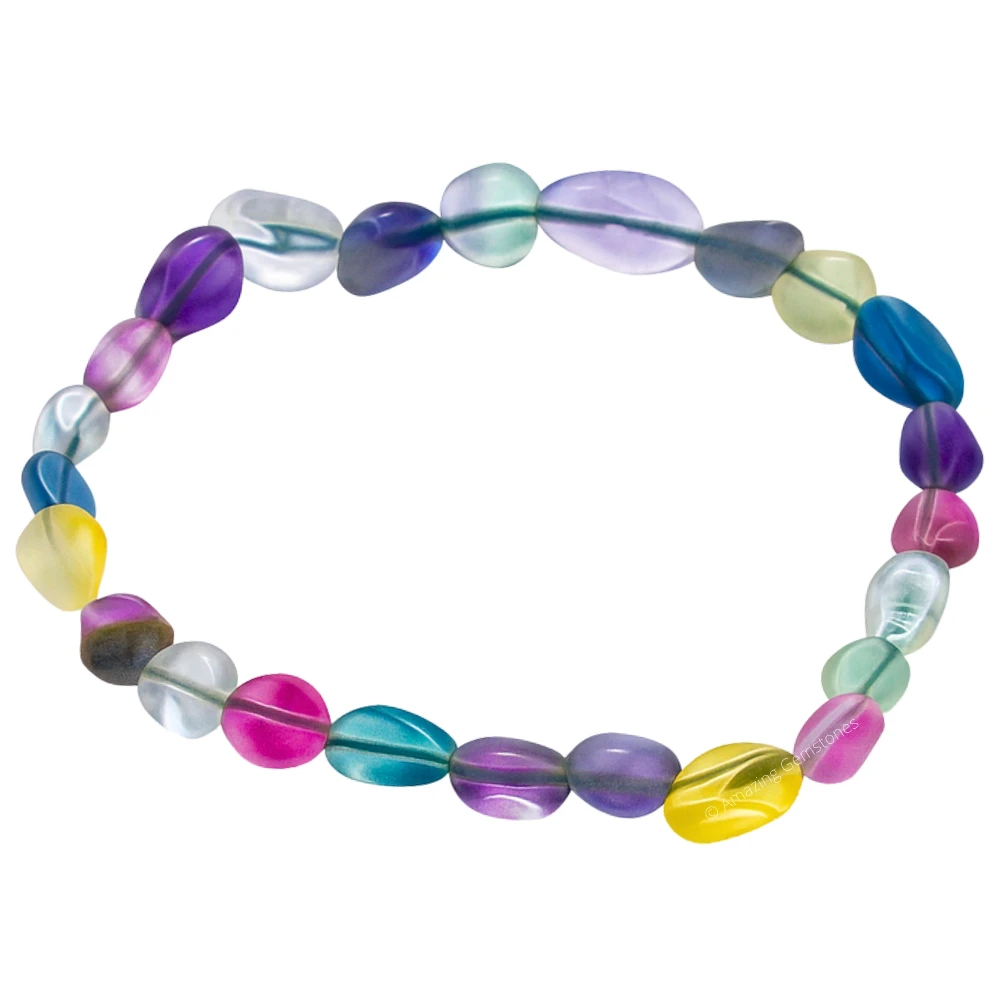 Multi Fluorite Tumbled Stone Bracelet (Stretchable)