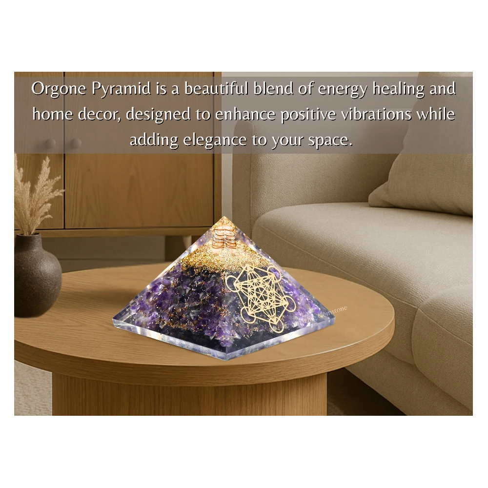 Amethyst Orgone Pyramid - Metatron Cube