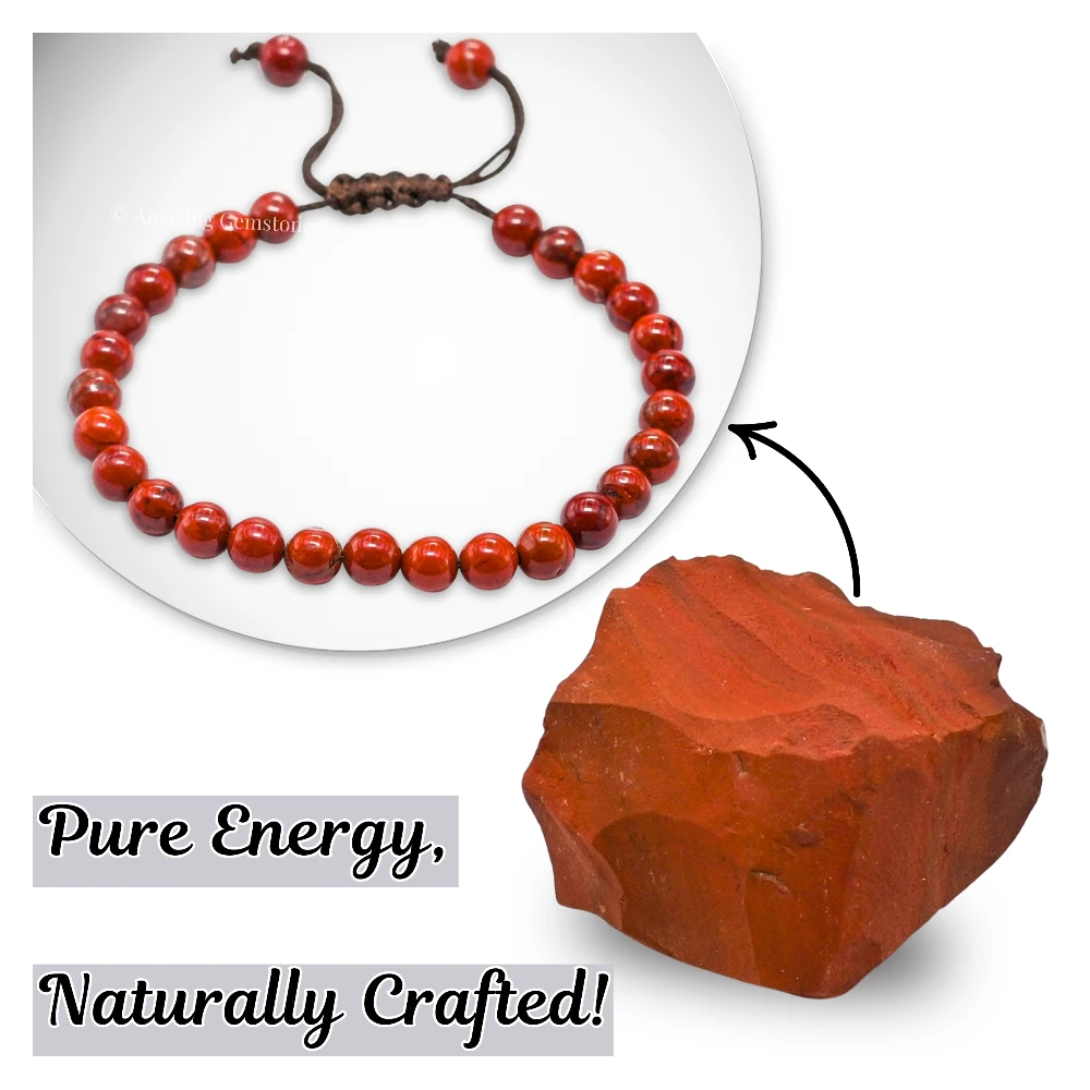 Red Jasper Healing Crystal Bracelets - 6mm Beads (Adjustable)