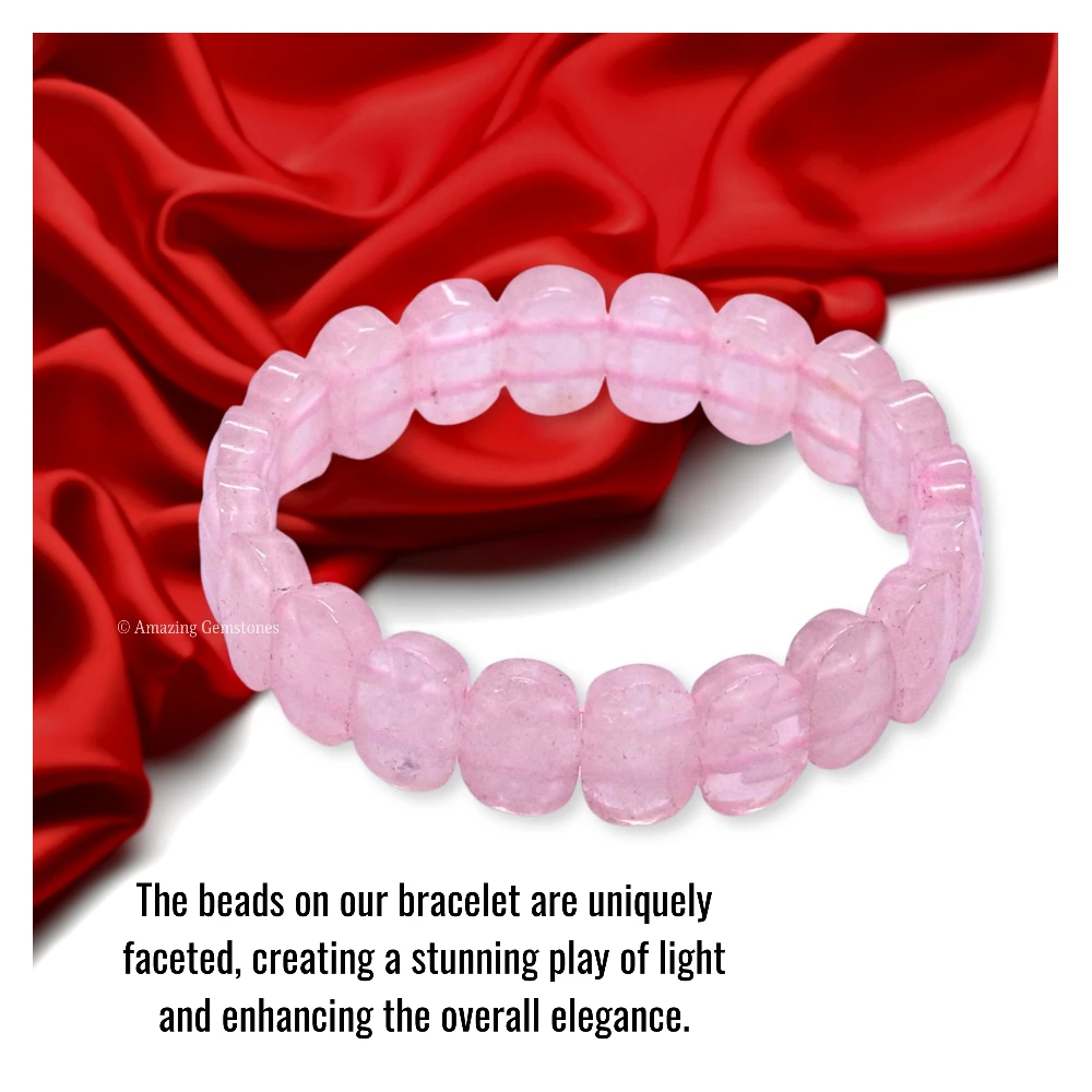 Rose Quartz Faceted Bracelet - Oval Stone