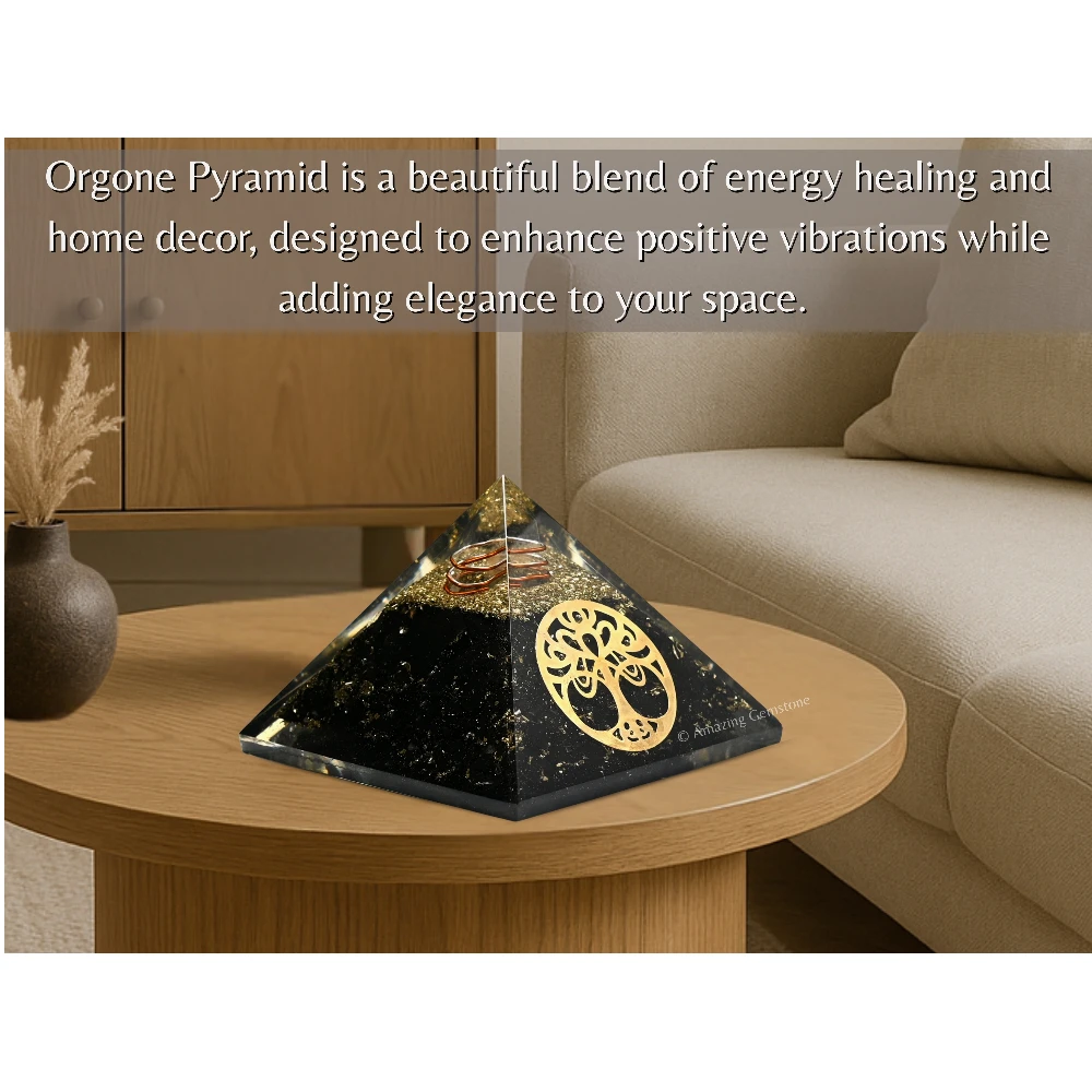 Shungite Orgone Pyramid - Vintage Tree of Life