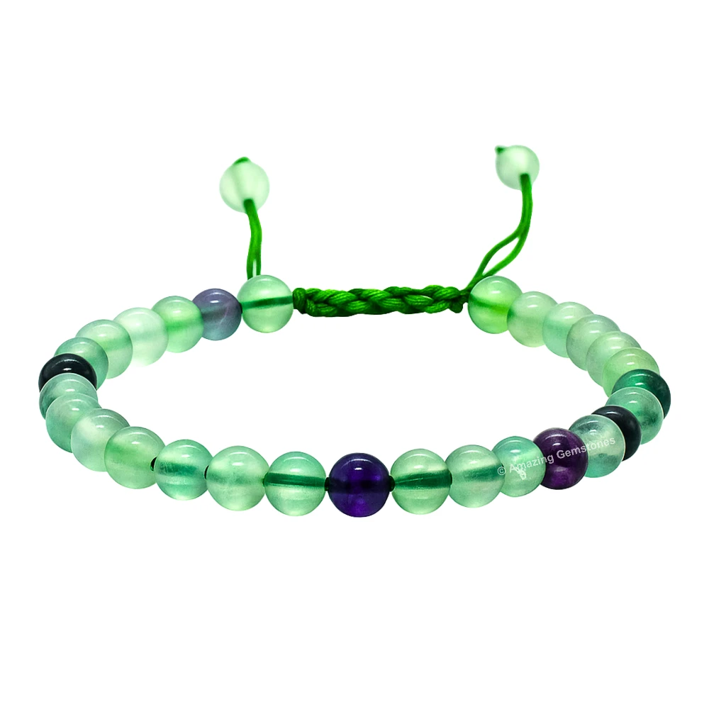 Multi Fluorite Healing Crystal Bracelets - 6mm Beads (Adjustable)