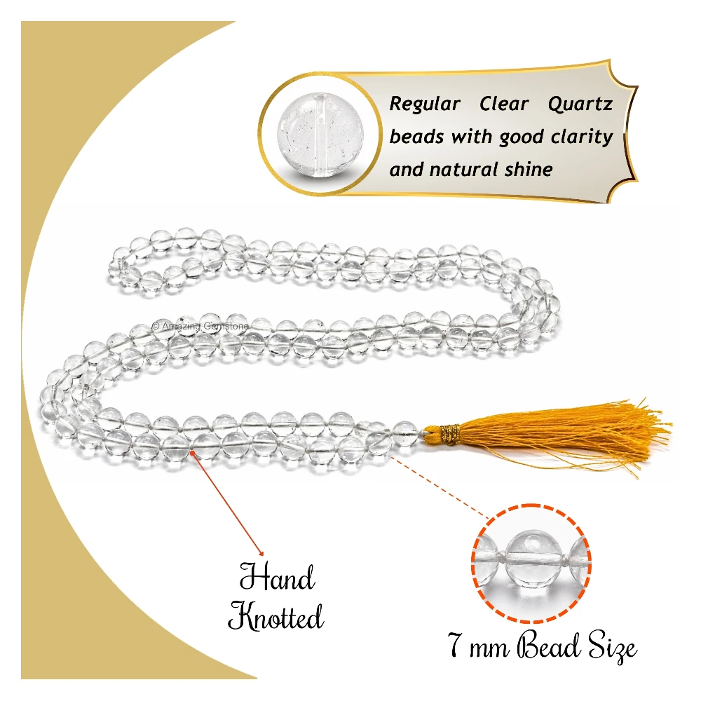 Sphatik Mala - AB Grade 7mm Beads (Hand Knotted)