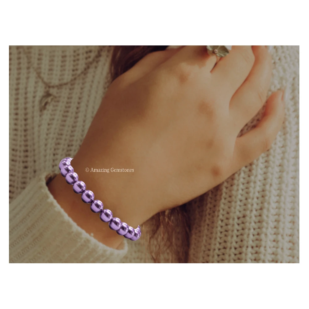 Lavender Pearl Bracelet (Strechable)