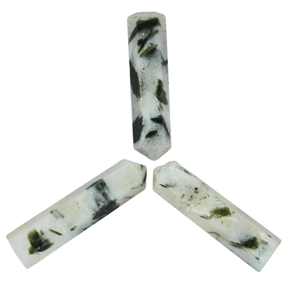 Green Tourmaline In Quartz Pencil Points (Set of 10)