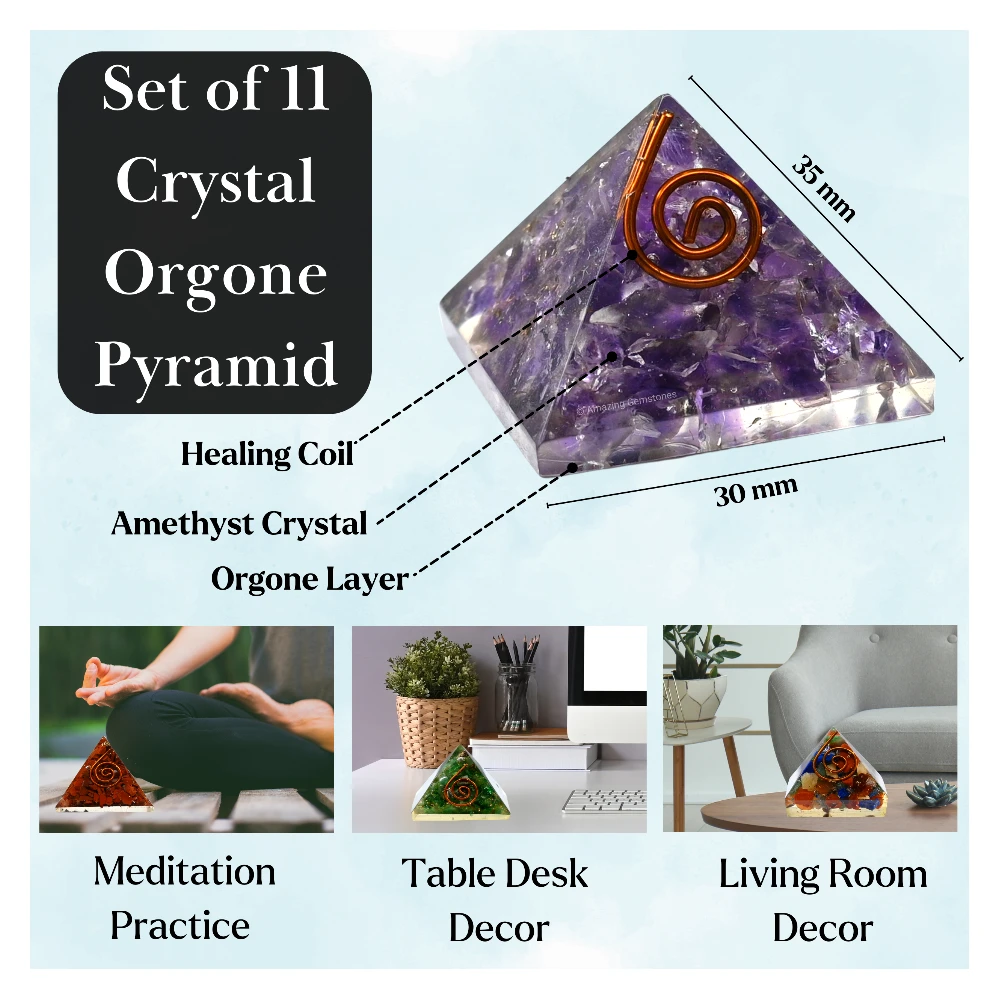 Set of 11 Orgonite Orgone Pyramid