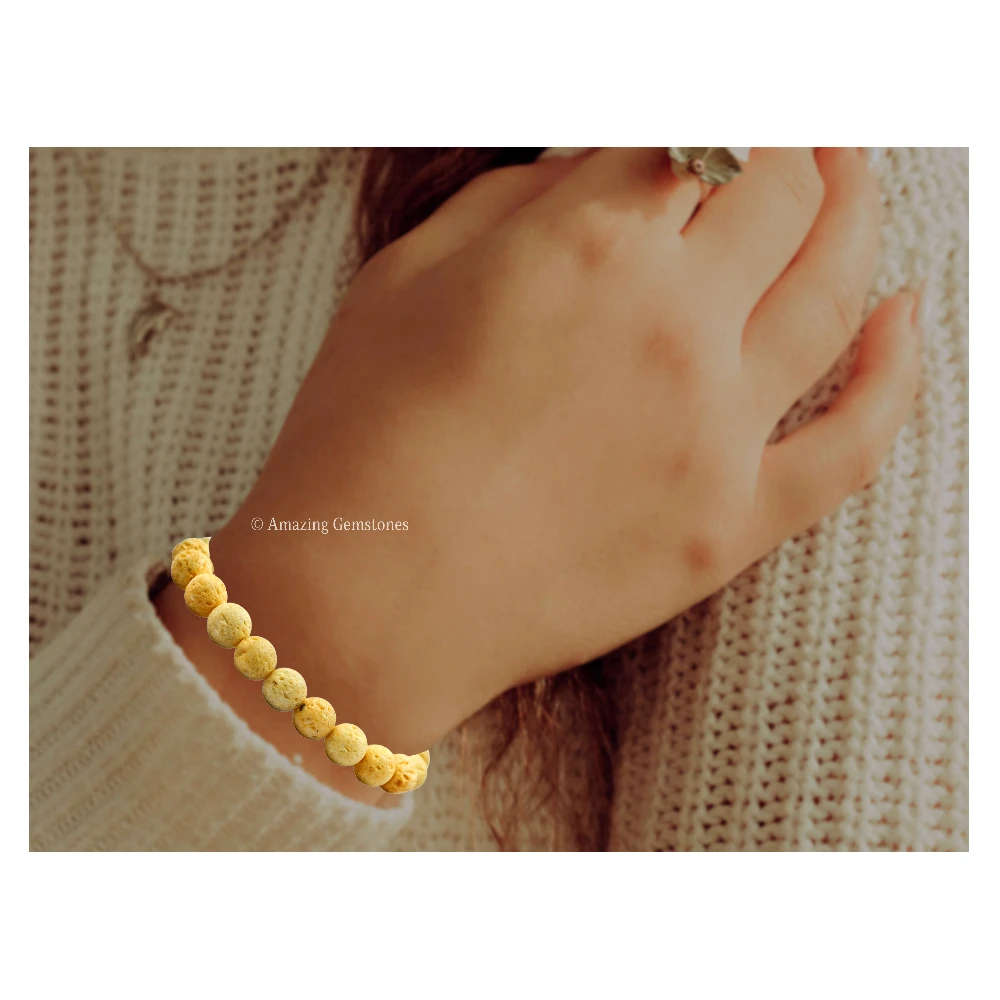 Cream Lava Stone Bracelet (Adjustable)