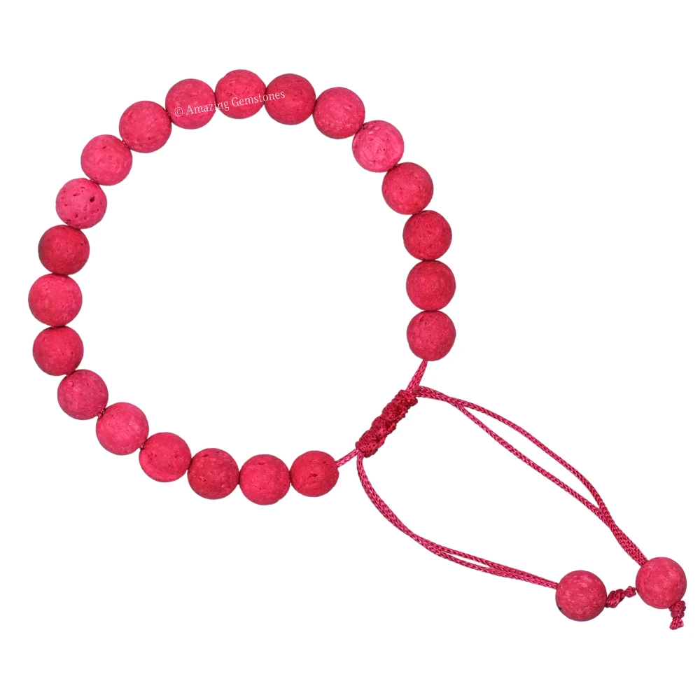 Pink Lava Stone Bracelet (Adjustable)