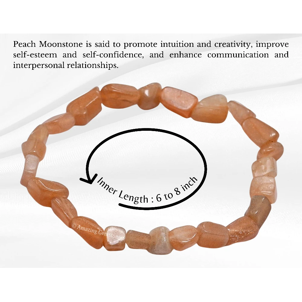 Peach Moonstone Tumbled Stone Bracelet (Stretchable)