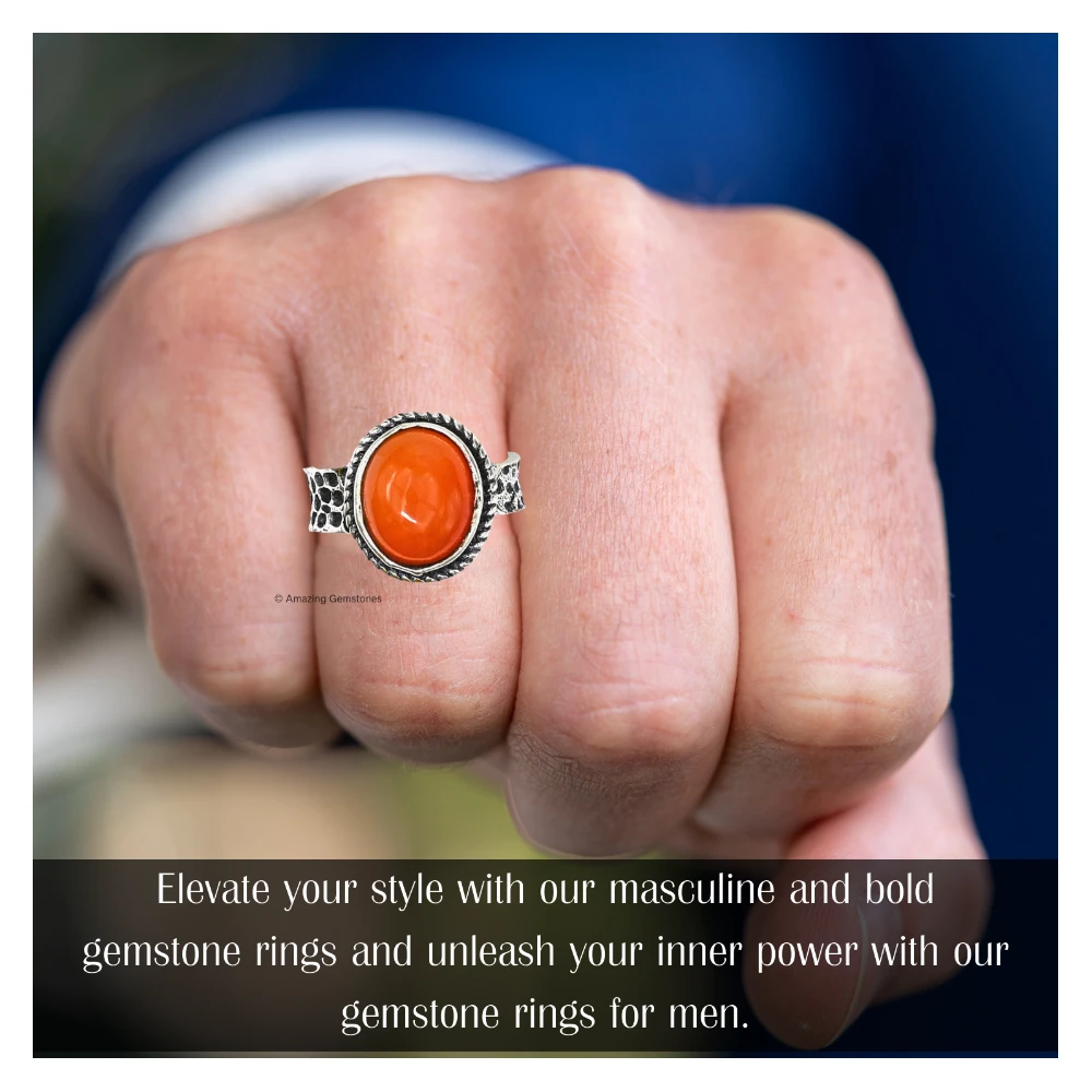 Carnelian Onyx Crystal Ring (Silver)