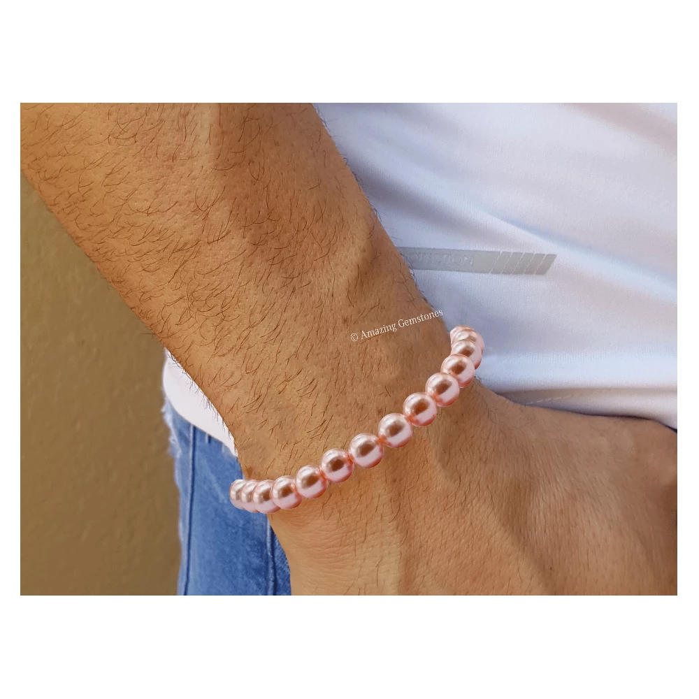 Peach Pearl Bracelet (Strechable)