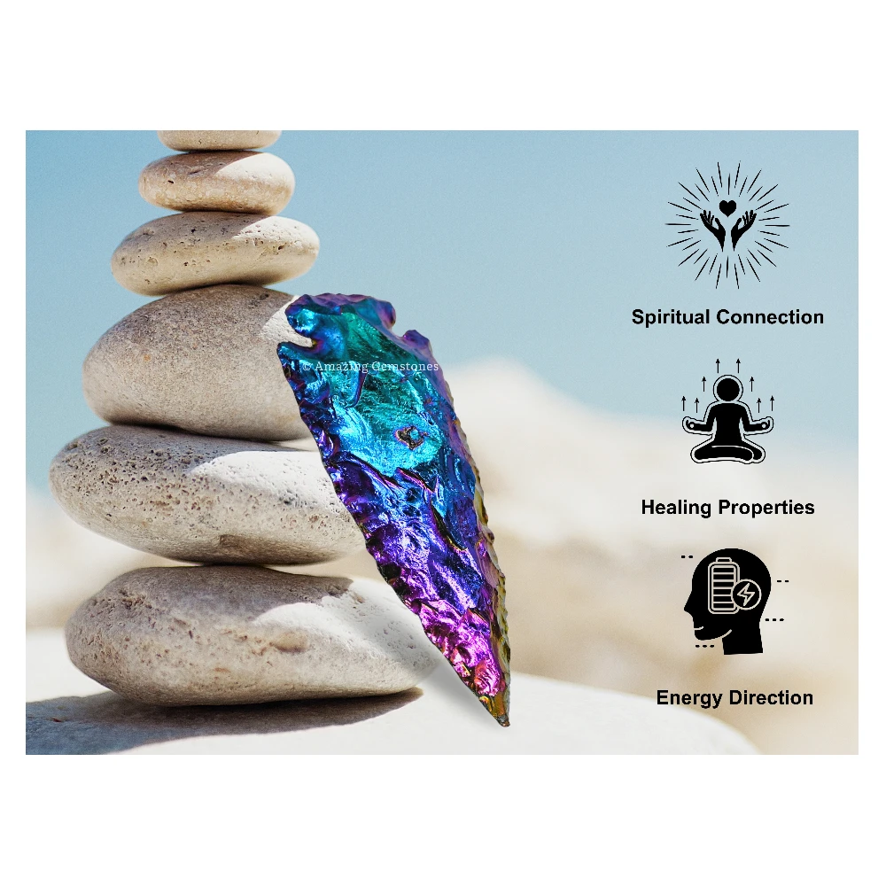 Titanium Aura Quartz Crystal Arrowhead - 2" to 3"