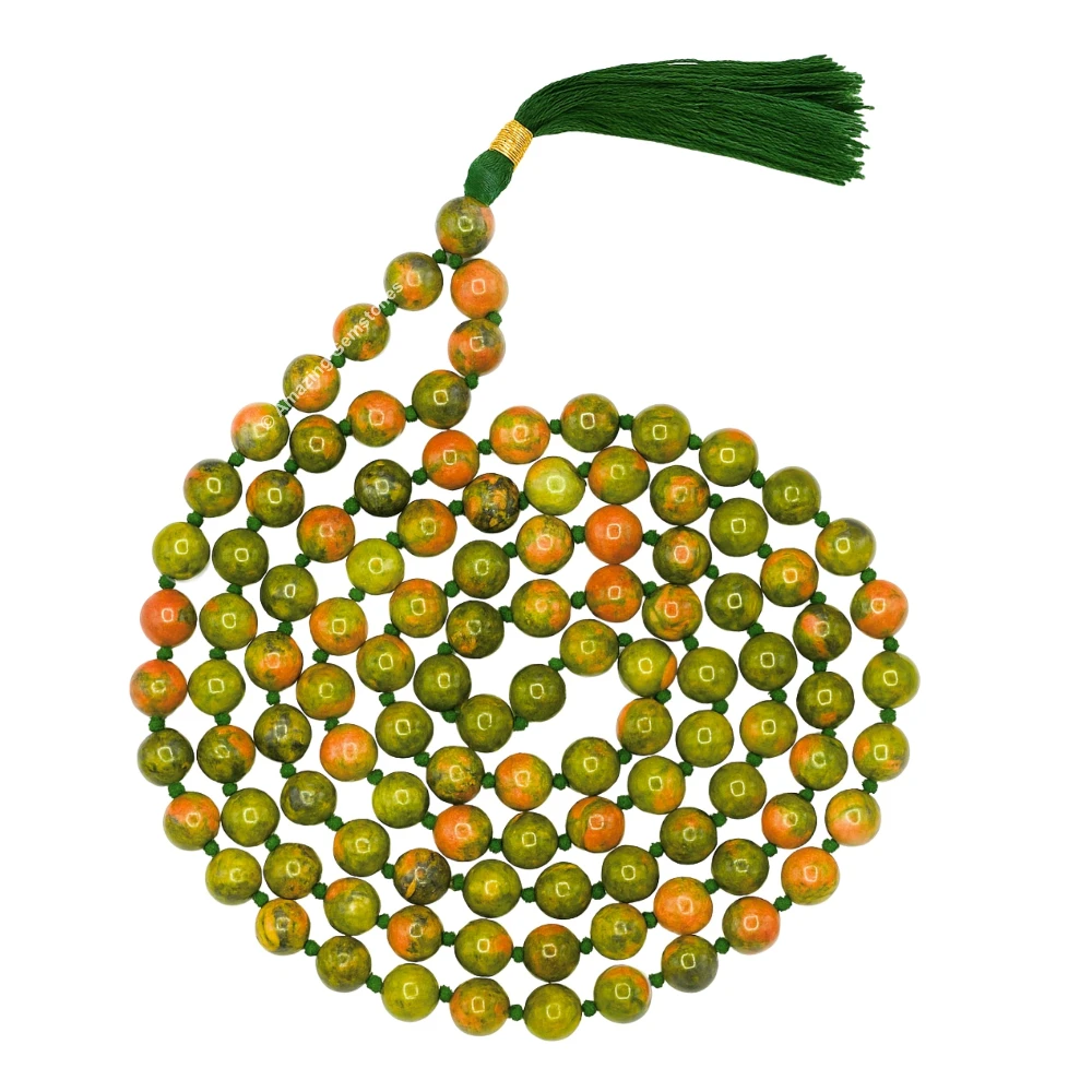 Unakite Mala (Hand Knotted)