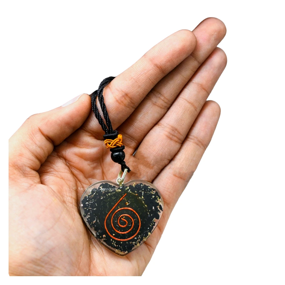 Shungite Necklace - Copper Coil (Heart)