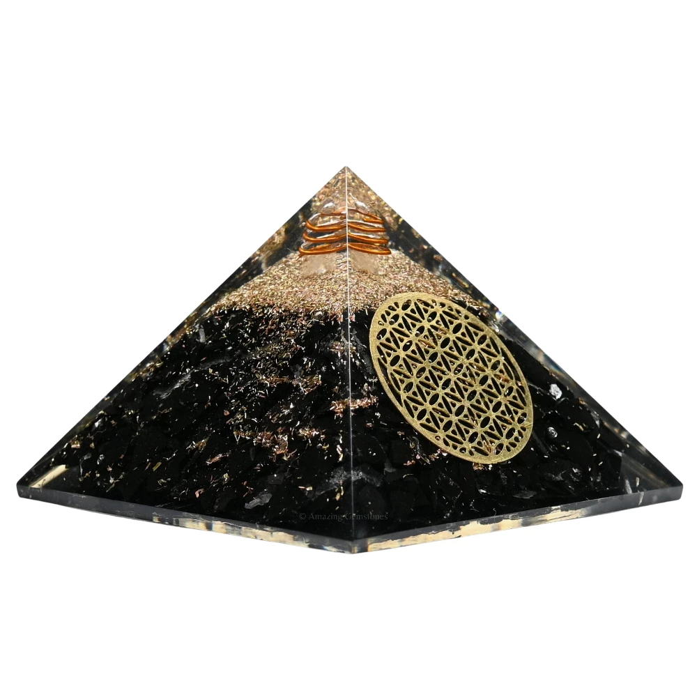 Shungite Orgone Pyramid - Flower of Life