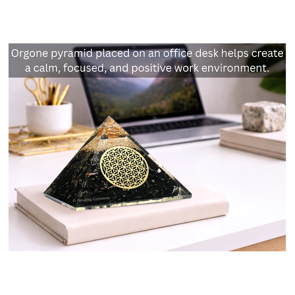 Shungite Orgone Pyramid - Flower of Life