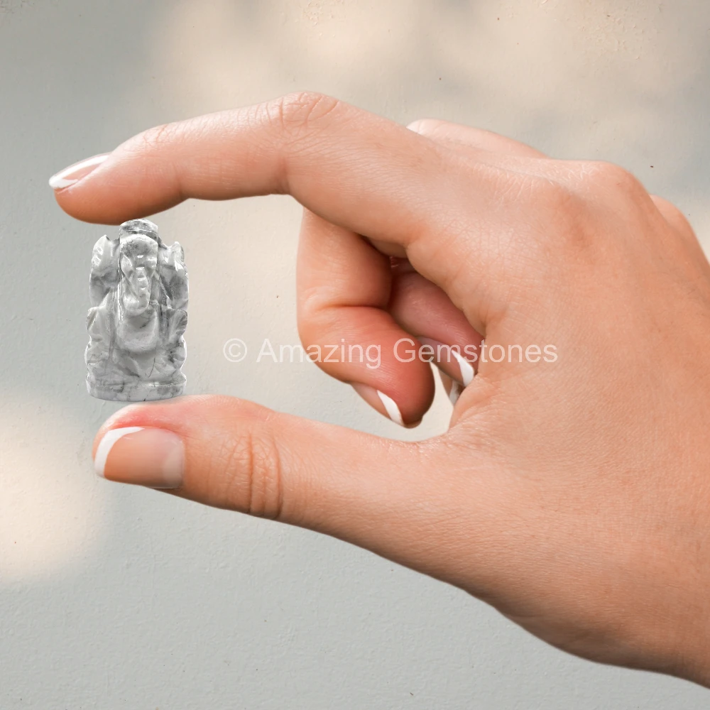 Howlite Ganesha Crystal Idol