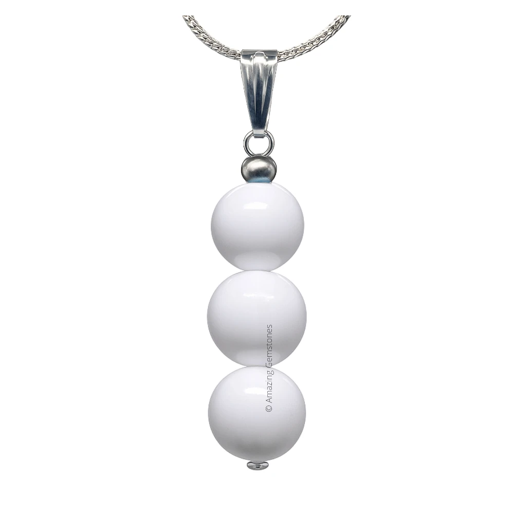 White Moonstone Bead Pendant (Silver)