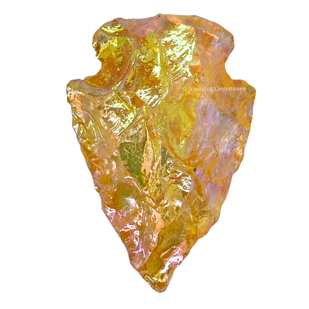 Yellow Aura Quartz Crystal Arrowhead - 1" to 1.5" (3 Pieces)