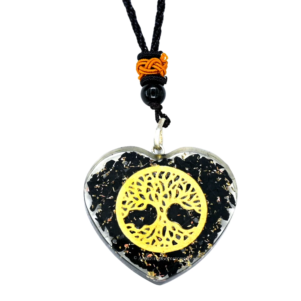 Shungite Necklace - Tree of Life (Heart)