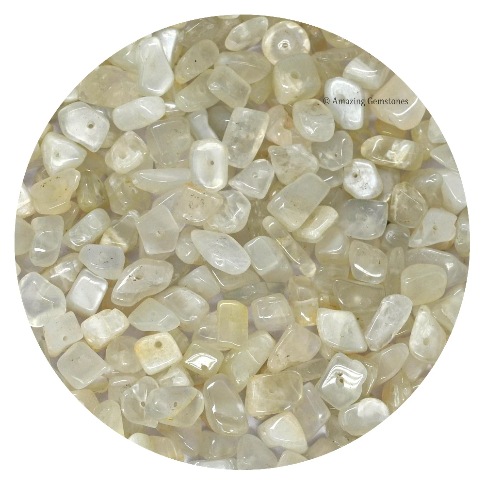 White Moonstone Chips - Pre Drilled