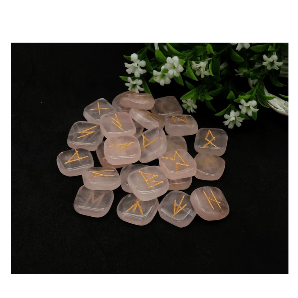 Rose Quartz Rune Stones Set (Premium)