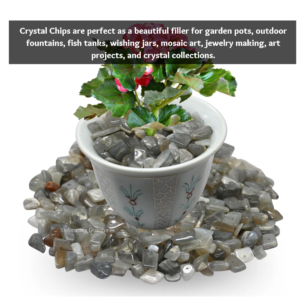 Grey Moonstone Chips - Pre Drilled