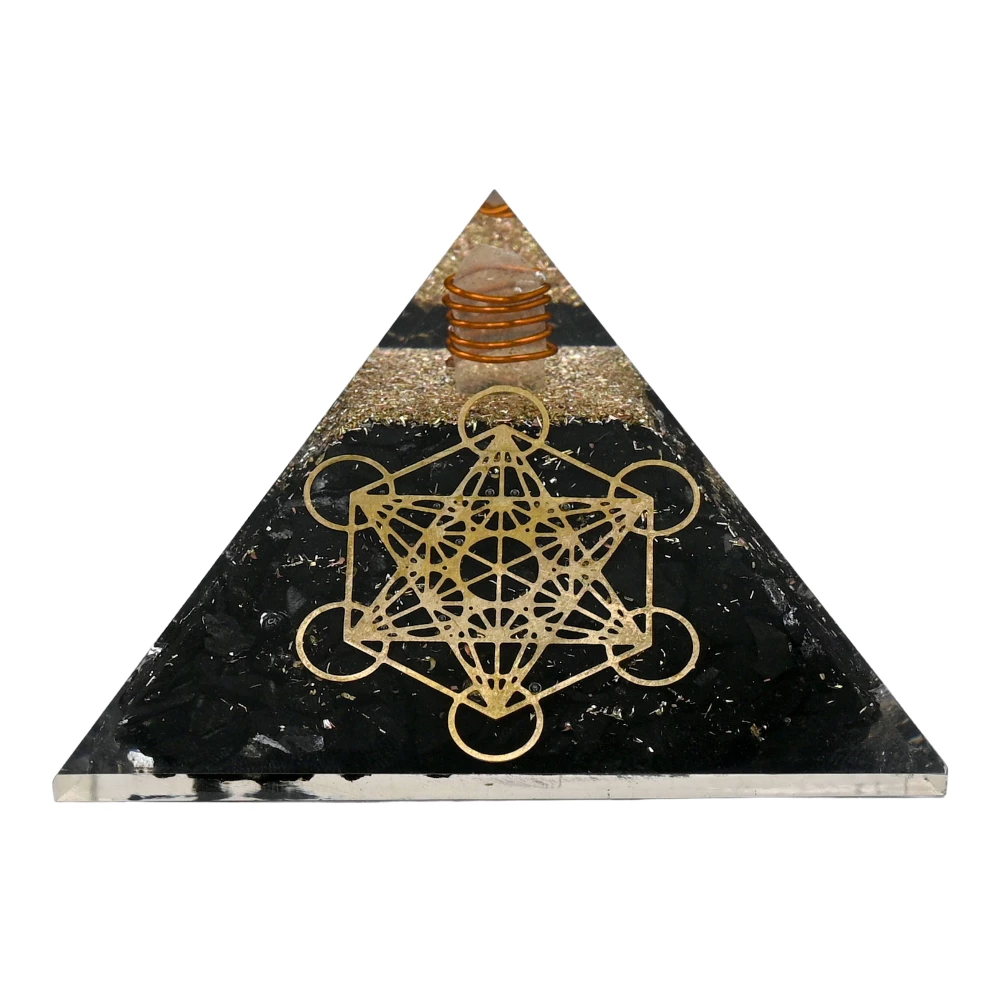 Black Tourmaline Orgone Pyramid - Metatron Cube