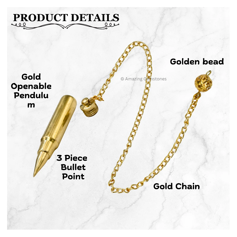 Copper Metal Pendulum - Gold 3 Piece Bullet Point (MP53)