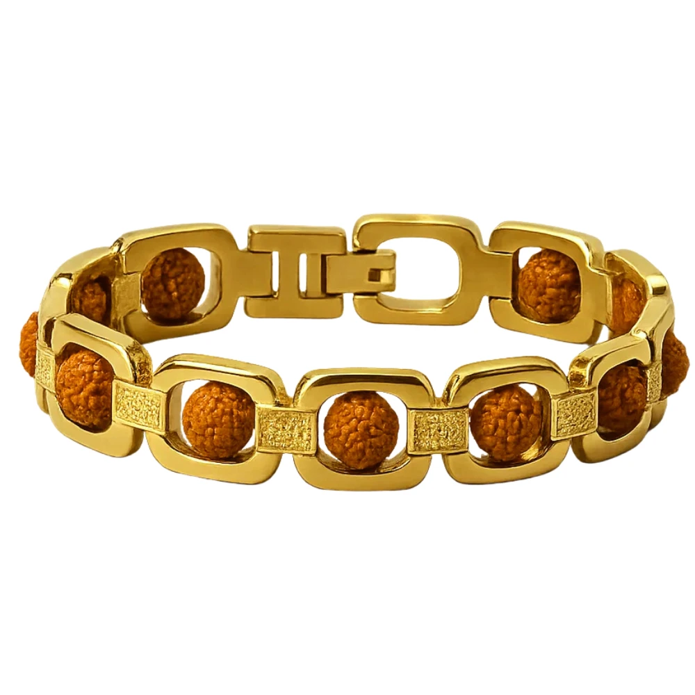Rudraksha Bracelet (Premium Gold Chain)
