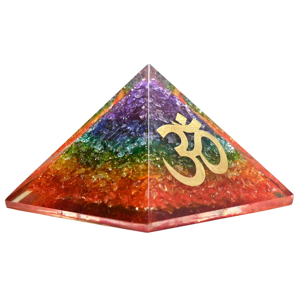 Chakra Onyx Orgone Pyramid - Big OM
