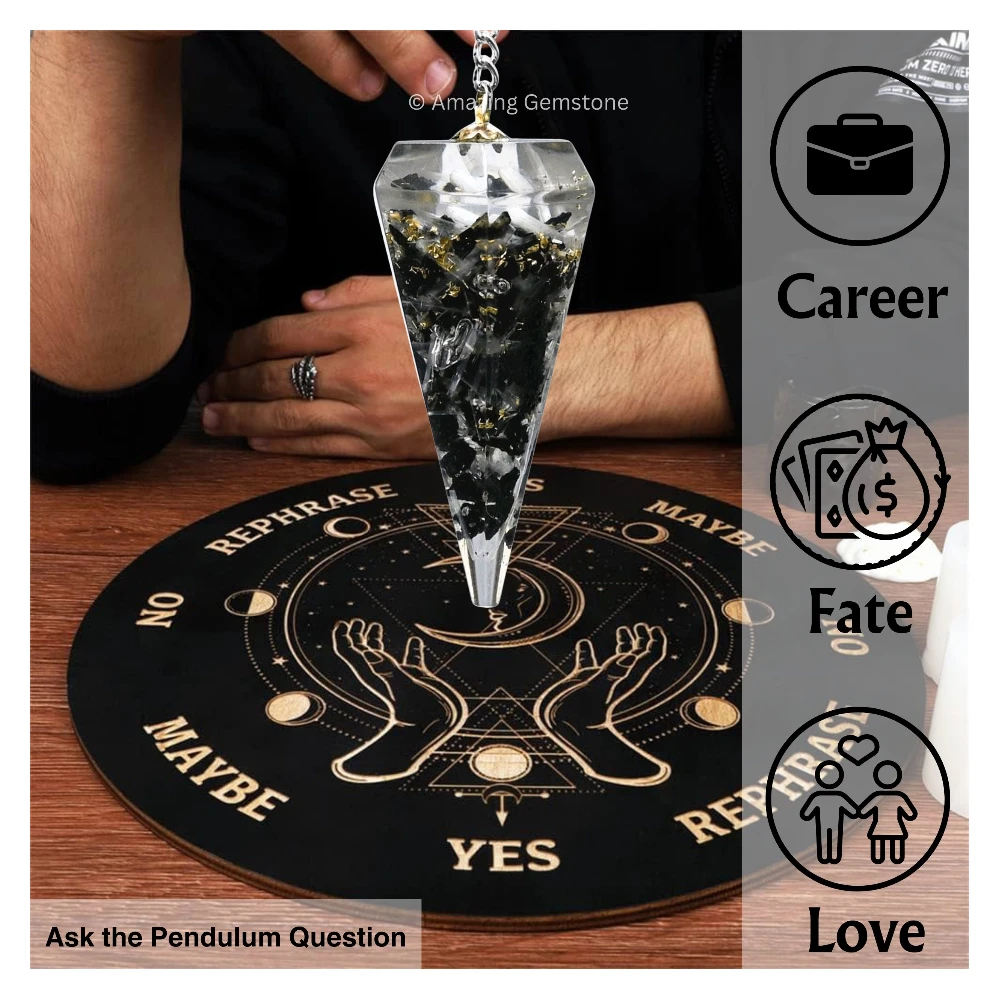 Black Tourmaline Selenite Orgone Pendulum