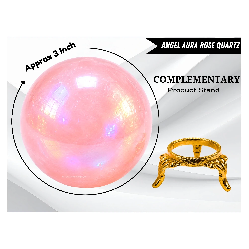 Large Angel Aura Rose Quartz Sphere (3 Inch)