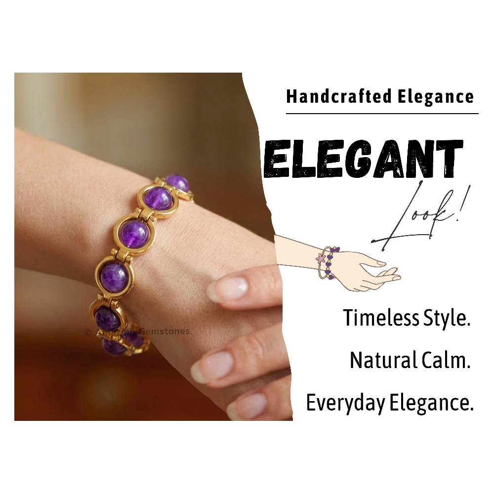 Amethyst Bracelet - Round Gold Chain (Pack of 1)