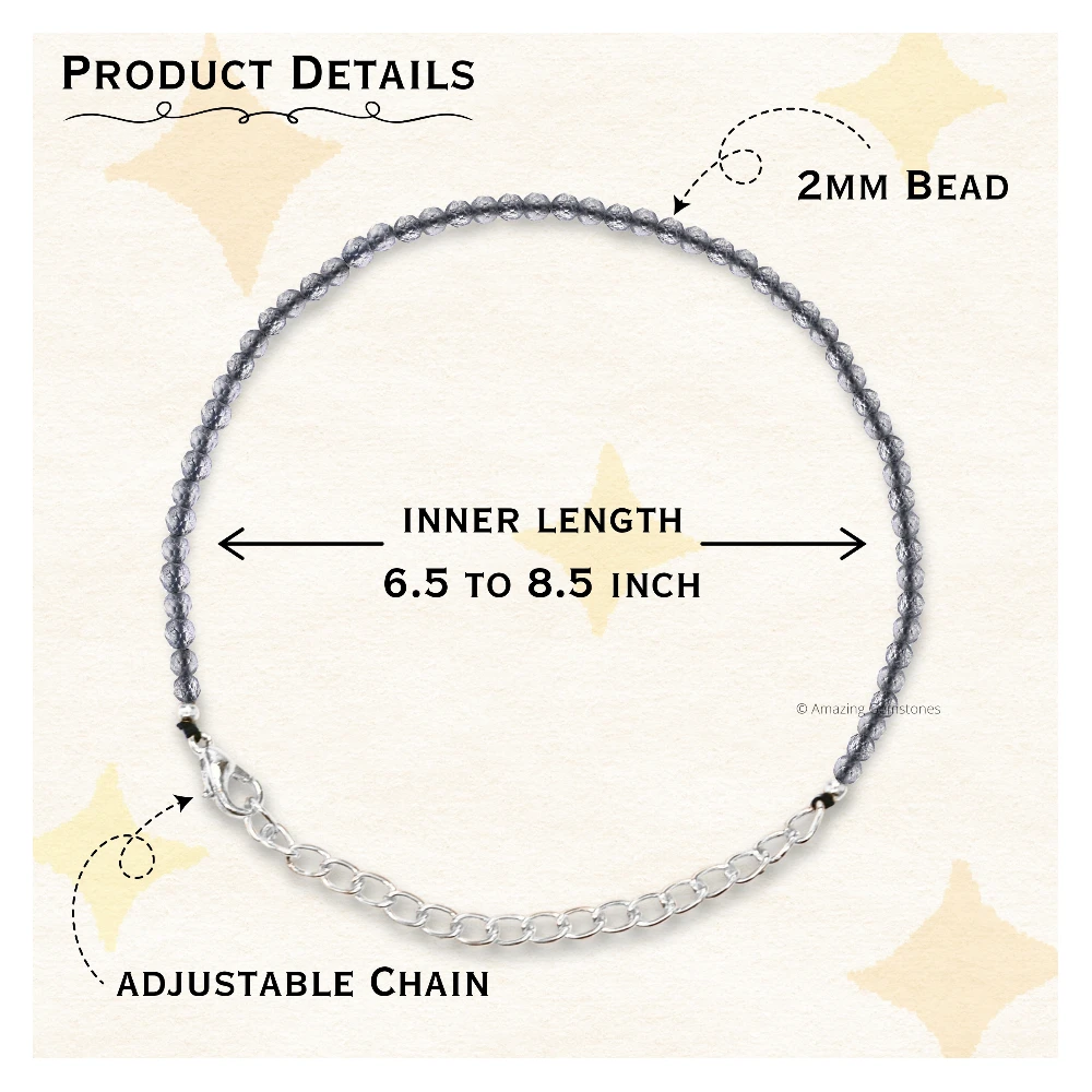 Labradorite Crystal Bracelet - 2mm Faceted Bead (Silver)